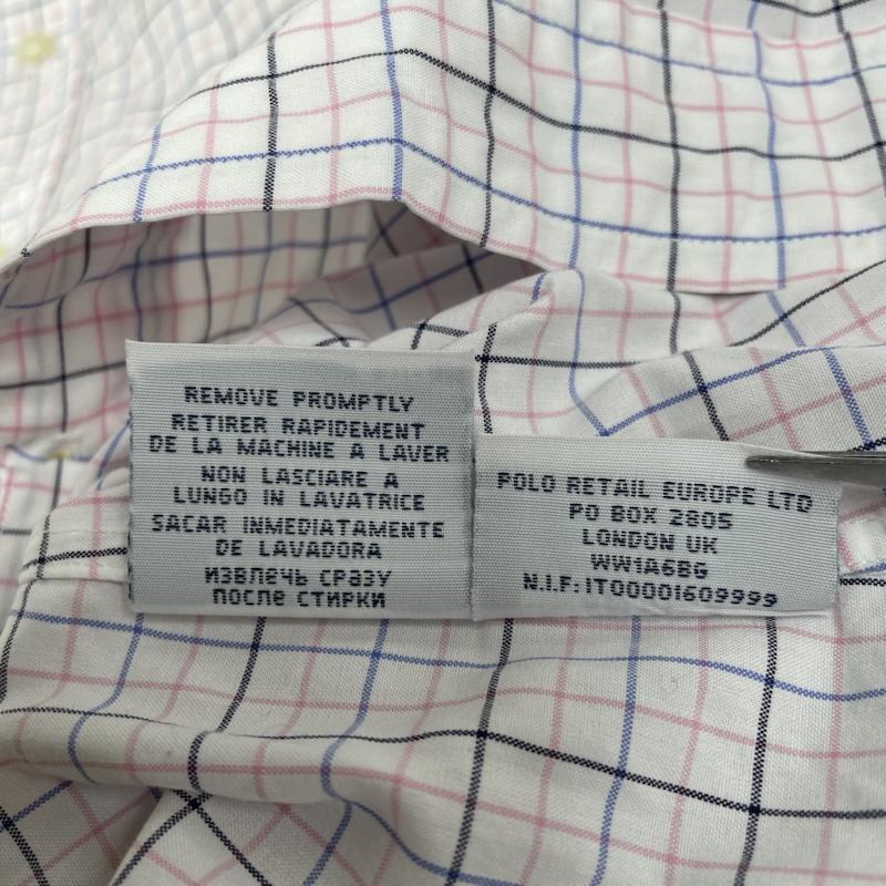 ポロバイラルフローレン Polo by RALPH LAUREN シャツ、ブラウス 長袖 長袖 チェック柄 シャツ ブラウス ボタン 裾ポニーロゴ ワンポイント 刺繍 サイズ16-35 - チェック X ロゴ、文字 X ワンポイント X 刺繍 白 / ホワイト / white X マルチカラー / マルチカラー / multicolor メンズ USED 古着 中古 50144398