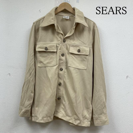 シアーズ SEARS ジャケット、上着 ジャンパー、ブルゾン 70s-80s Kings Road シャツ ジャケット 半袖 前開き ボタン 開襟 オープンカラー ワークブルゾン 42 無地 ベージュ / ベージュ / beige メンズ USED 古着 中古 50144403