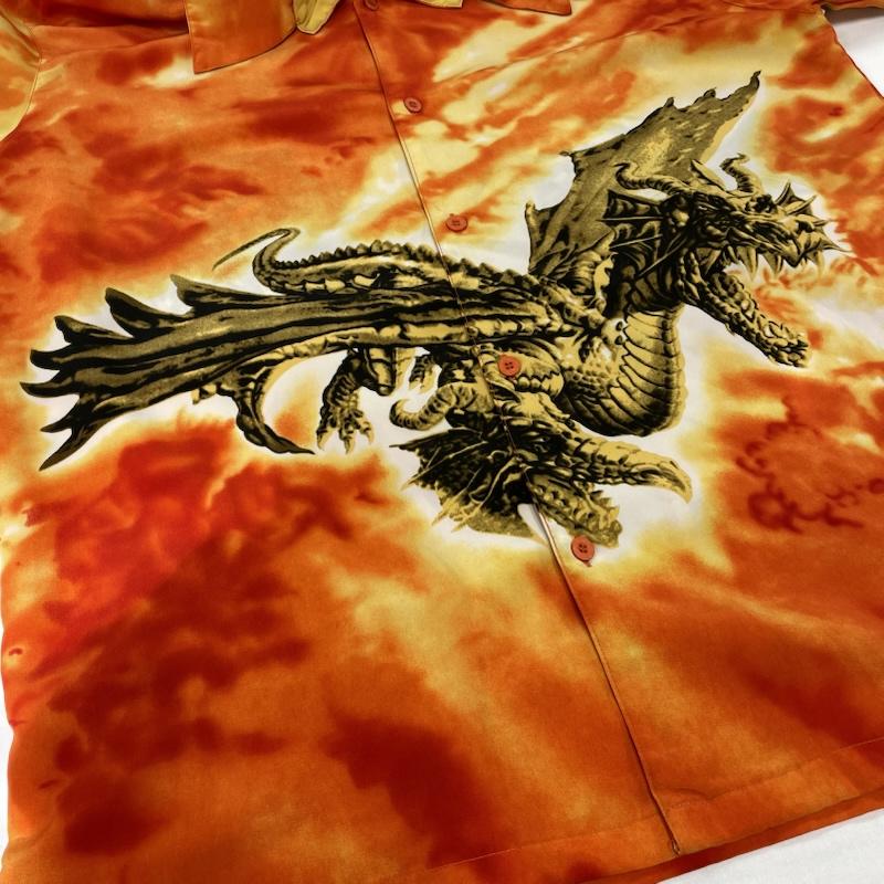 ヴィンテージ VINTAGE シャツ、ブラウス 半袖 K.A.D. CLOTHING CO. 半袖 プリント アロハ シャツ チカーノ ドラゴン オープンカラー XL プリント 橙 / オレンジ / orange X 黄 / イエロー / yellow X 黒 / ブラック / black メンズ USED 古着 中古 50144446