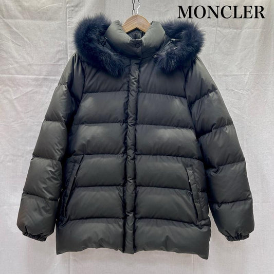 モンクレール MONCLER ジャケット、上着 ダウンジャケット VALENTINE ヴァレンティーヌ バレンティーヌ ダウンジャケット フード ファー 茶タグ Z4HJ044 0 無地 ダークグレー / ダークグレー / レディース USED 古着 中古 50144591