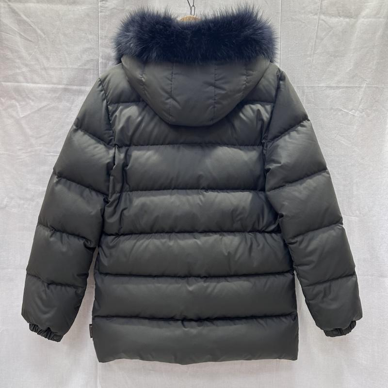 モンクレール MONCLER ジャケット、上着 ダウンジャケット VALENTINE ヴァレンティーヌ バレンティーヌ ダウンジャケット フード ファー 茶タグ Z4HJ044 0 無地 ダークグレー / ダークグレー / レディース USED 古着 中古 50144591