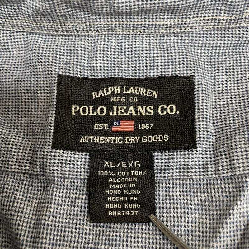 ポロジーンズカンパニー POLOJEANSCO. シャツ、ブラウス 半袖 半袖 シャンブレー シャツ ブラウス Shirt デザインシャツ 胸ポケット ボタン タグ刺繍 XL  青 / ブルー / blue メンズ USED 古着 中古 50144621