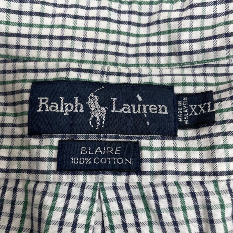 ラルフローレン RALPHLAUREN シャツ、ブラウス 長袖 旧タグ 90s BLAIRE 長袖 ボタンダウン シャツ ブラウス Shirt ロングスリーブ チェック ポニーロゴ 刺繍 ワンポイント 大きいサイズ XXL チェック X ロゴ、文字 X ワンポイント X 刺繍 青 / ブルー / blue X 緑 / グリーン / green X 白 / ホワイト / white メンズ USED 古着 中古 50144623