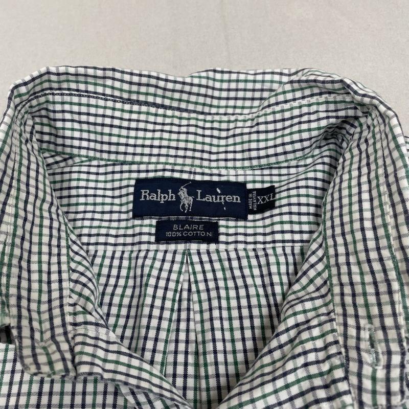 ラルフローレン RALPHLAUREN シャツ、ブラウス 長袖 旧タグ 90s BLAIRE 長袖 ボタンダウン シャツ ブラウス Shirt ロングスリーブ チェック ポニーロゴ 刺繍 ワンポイント 大きいサイズ XXL チェック X ロゴ、文字 X ワンポイント X 刺繍 青 / ブルー / blue X 緑 / グリーン / green X 白 / ホワイト / white メンズ USED 古着 中古 50144623