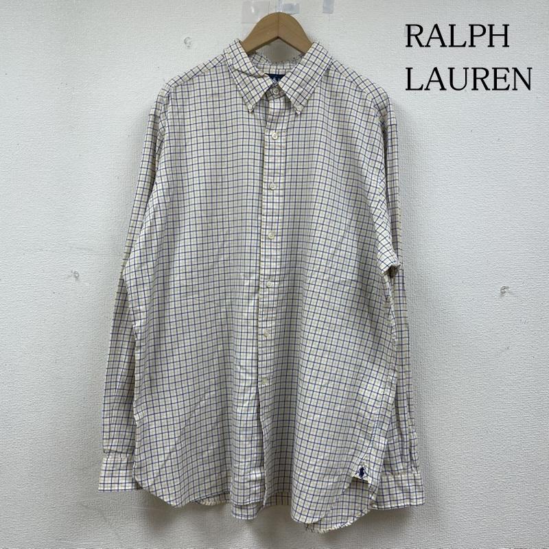 ラルフローレン RALPHLAUREN シャツ、ブラウス 長袖 長袖 ボタンダウン シャツ ブラウス Shirt ロングスリーブ チェック柄 裾ポニーロゴ ワンポイント 刺繍 サイズ17/43 - チェック X ロゴ、文字 X ワンポイント X 刺繍 白 / ホワイト / white X 青 / ブルー / blue X 黄 / イエロー / yellow メンズ USED 古着 中古 50144625