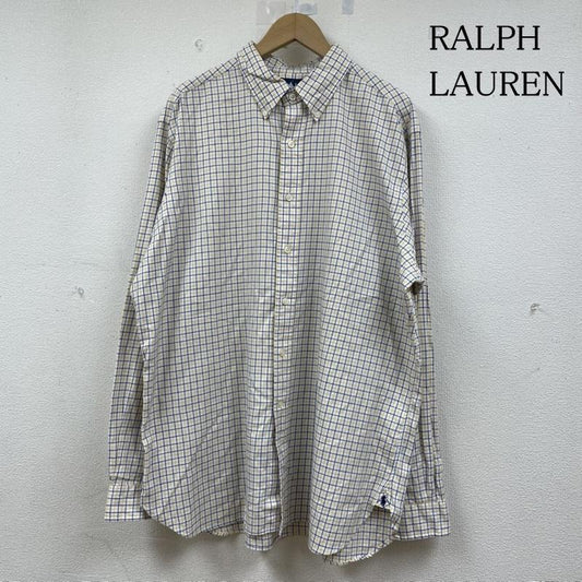 ラルフローレン RALPHLAUREN シャツ、ブラウス 長袖 長袖 ボタンダウン シャツ ブラウス Shirt ロングスリーブ チェック柄 裾ポニーロゴ ワンポイント 刺繍 サイズ17/43 - チェック X ロゴ、文字 X ワンポイント X 刺繍 白 / ホワイト / white X 青 / ブルー / blue X 黄 / イエロー / yellow メンズ USED 古着 中古 50144625