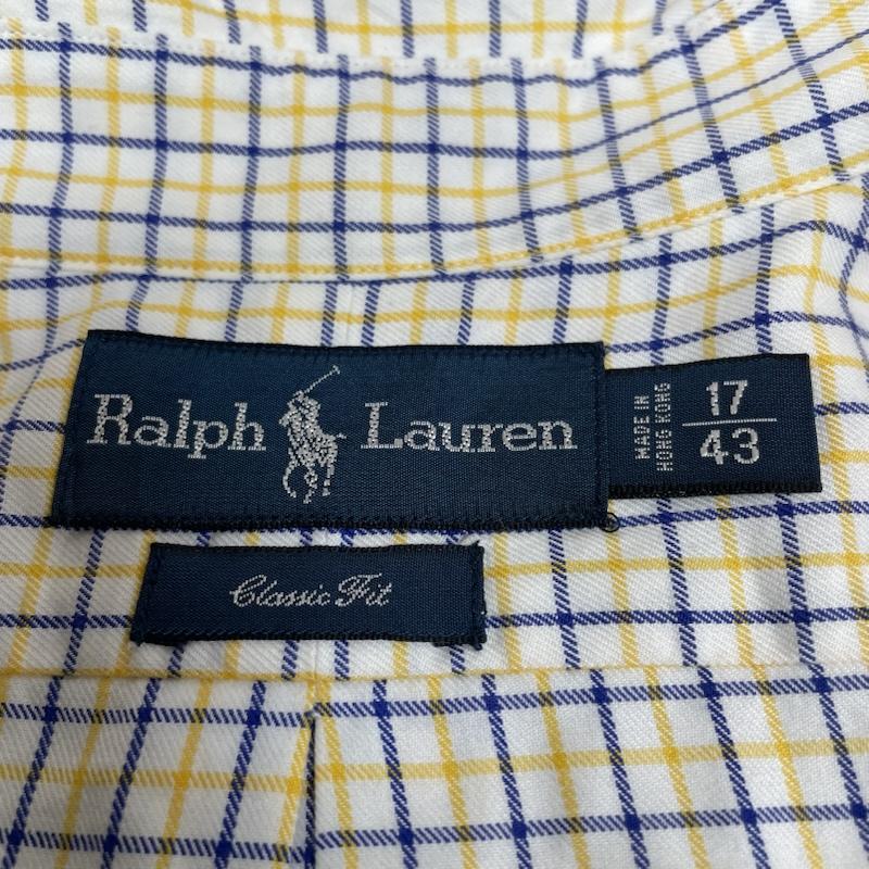 ラルフローレン RALPHLAUREN シャツ、ブラウス 長袖 長袖 ボタンダウン シャツ ブラウス Shirt ロングスリーブ チェック柄 裾ポニーロゴ ワンポイント 刺繍 サイズ17/43 - チェック X ロゴ、文字 X ワンポイント X 刺繍 白 / ホワイト / white X 青 / ブルー / blue X 黄 / イエロー / yellow メンズ USED 古着 中古 50144625