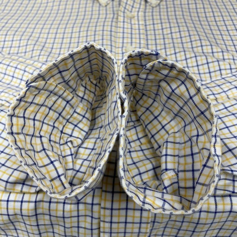 ラルフローレン RALPHLAUREN シャツ、ブラウス 長袖 長袖 ボタンダウン シャツ ブラウス Shirt ロングスリーブ チェック柄 裾ポニーロゴ ワンポイント 刺繍 サイズ17/43 - チェック X ロゴ、文字 X ワンポイント X 刺繍 白 / ホワイト / white X 青 / ブルー / blue X 黄 / イエロー / yellow メンズ USED 古着 中古 50144625