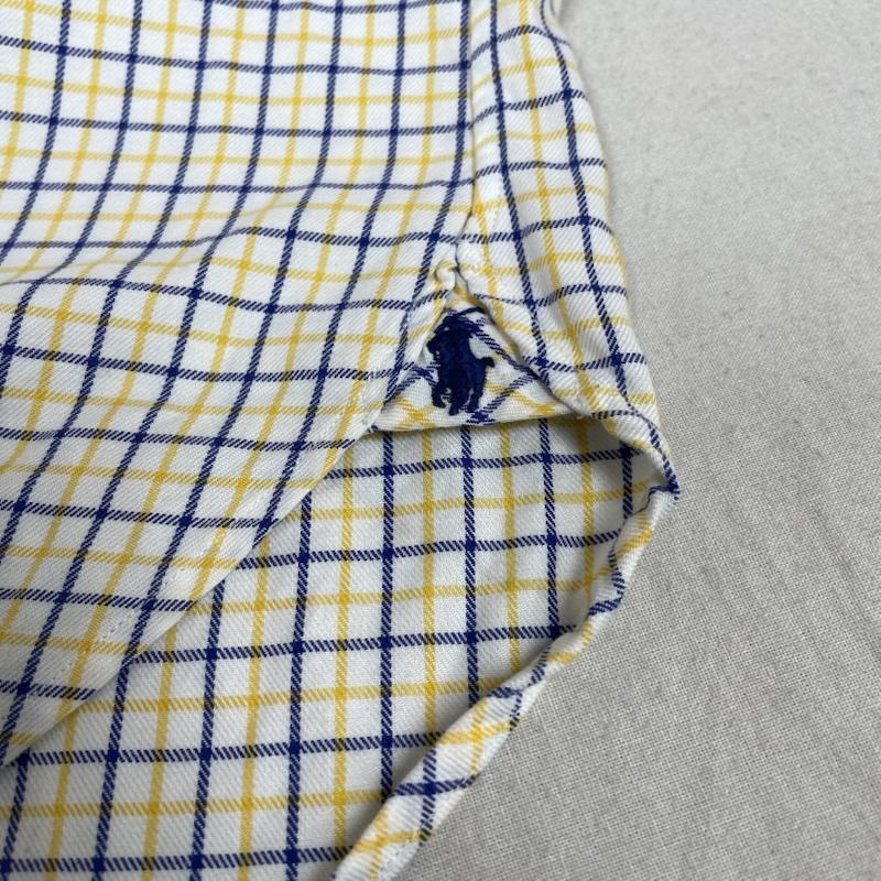 ラルフローレン RALPHLAUREN シャツ、ブラウス 長袖 長袖 ボタンダウン シャツ ブラウス Shirt ロングスリーブ チェック柄 裾ポニーロゴ ワンポイント 刺繍 サイズ17/43 - チェック X ロゴ、文字 X ワンポイント X 刺繍 白 / ホワイト / white X 青 / ブルー / blue X 黄 / イエロー / yellow メンズ USED 古着 中古 50144625