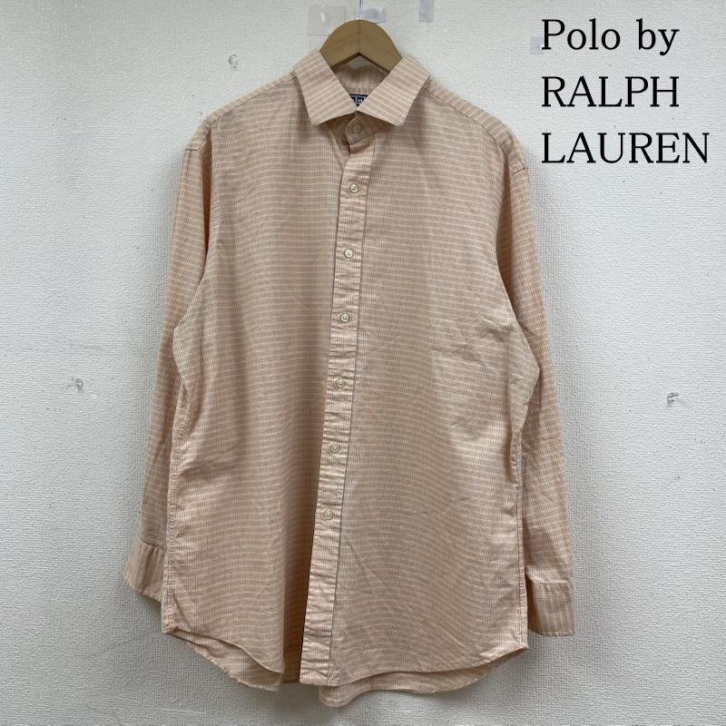 ポロバイラルフローレン Polo by RALPH LAUREN シャツ、ブラウス 長袖 90s チェック柄 長袖 シャツ ブラウス Shirt ロングスリーブ サイズ17 32/33 - チェック 白 / ホワイト / white X 橙 / オレンジ / orange X 青 / ブルー / blue メンズ USED 古着 中古 50144626