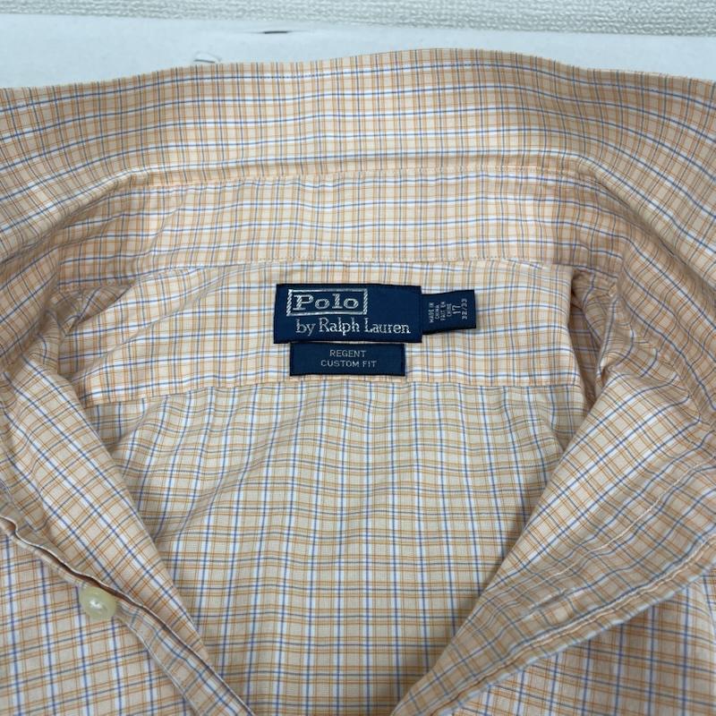 ポロバイラルフローレン Polo by RALPH LAUREN シャツ、ブラウス 長袖 90s チェック柄 長袖 シャツ ブラウス Shirt ロングスリーブ サイズ17 32/33 - チェック 白 / ホワイト / white X 橙 / オレンジ / orange X 青 / ブルー / blue メンズ USED 古着 中古 50144626
