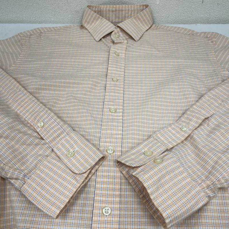 ポロバイラルフローレン Polo by RALPH LAUREN シャツ、ブラウス 長袖 90s チェック柄 長袖 シャツ ブラウス Shirt ロングスリーブ サイズ17 32/33 - チェック 白 / ホワイト / white X 橙 / オレンジ / orange X 青 / ブルー / blue メンズ USED 古着 中古 50144626