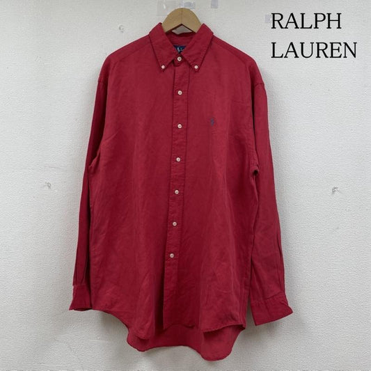 ラルフローレン RALPHLAUREN シャツ、ブラウス 長袖 BLAKE 長袖 ボタンダウン シャツ Shirt ロングスリーブ ポニーロゴ ワンポイント 刺繍 シルク リネン 絹 麻 M ロゴ、文字 X 刺繍 X ワンポイント 赤 / レッド / red メンズ USED 古着 中古 50144627