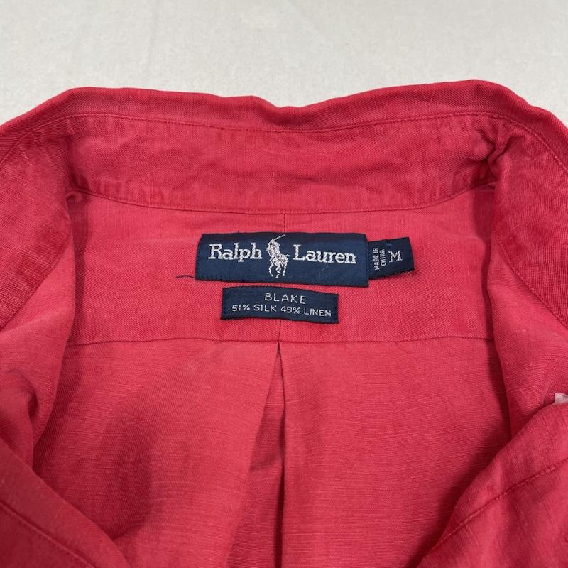ラルフローレン RALPHLAUREN シャツ、ブラウス 長袖 BLAKE 長袖 ボタンダウン シャツ Shirt ロングスリーブ ポニーロゴ ワンポイント 刺繍 シルク リネン 絹 麻 M ロゴ、文字 X 刺繍 X ワンポイント 赤 / レッド / red メンズ USED 古着 中古 50144627