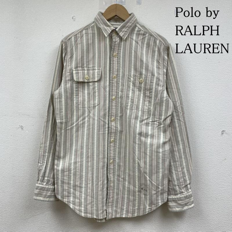 ポロバイラルフローレン Polo by RALPH LAUREN シャツ、ブラウス 長袖 90s 長袖 Shirt ストライプ コットン ワーク シャツ 織柄 猫目ボタン S ストライプ マルチカラー / マルチカラー / multicolor メンズ USED 古着 中古 50144628