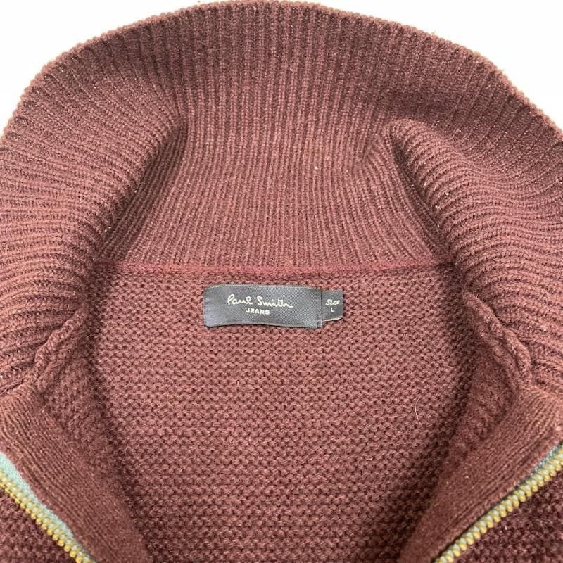 ポール・スミス ジーンズ Paul Smith JEANS ニット、セーター 長袖 ニット ウール セーター 長袖 ジップアップ カーディガン ショールカラー パープルワインレッド L 無地 紫 / パープル / purple メンズ USED 古着 中古 50144631