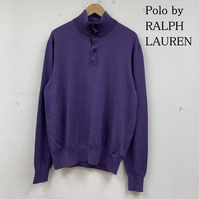 ポロバイラルフローレン Polo by RALPH LAUREN ニット、セーター 長袖 90s ハイネック タートル ニット タイトセーター 襟元ハーフボタン 長袖 無地 XL 無地 紫 / パープル / purple メンズ USED 古着 中古 50144632