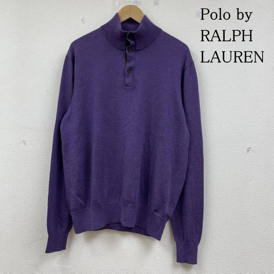 ポロバイラルフローレン Polo by RALPH LAUREN ニット、セーター 長袖 90s ハイネック タートル ニット タイトセーター 襟元ハーフボタン 長袖 無地 XL 無地 紫 / パープル / purple メンズ USED 古着 中古 50144632