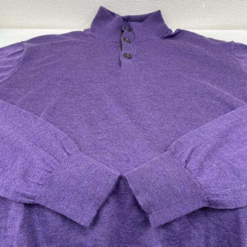 ポロバイラルフローレン Polo by RALPH LAUREN ニット、セーター 長袖 90s ハイネック タートル ニット タイトセーター 襟元ハーフボタン 長袖 無地 XL 無地 紫 / パープル / purple メンズ USED 古着 中古 50144632