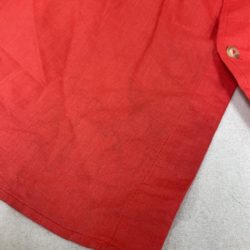 ショーンジョン SEANJOHN シャツ、ブラウス 半袖 半袖 ビッグシャツ ワーク Shirt デザインシャツ 胸ポケット ボタン ロゴ パッチ リネン混 麻 朱色 XXL ロゴ、文字 橙 / オレンジ / orange メンズ USED 古着 中古 50144634