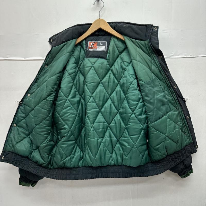 ナイキ NIKE ジャケット、上着 ジャンパー、ブルゾン 90s USA製 ロゴ 刺繍 ワッペン ナイロン ジャケット L 黒 / ブラック / black X 緑 / グリーン / green メンズ USED 古着 中古 50144701