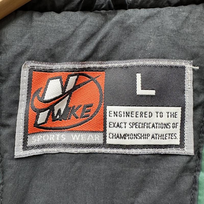 ナイキ NIKE ジャケット、上着 ジャンパー、ブルゾン 90s USA製 ロゴ 刺繍 ワッペン ナイロン ジャケット L 黒 / ブラック / black X 緑 / グリーン / green メンズ USED 古着 中古 50144701