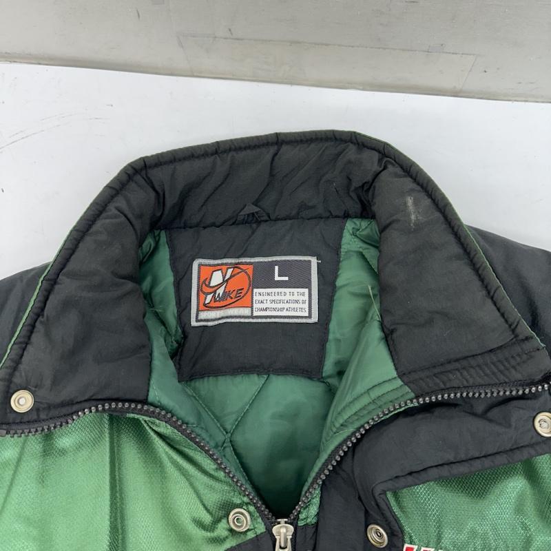 ナイキ NIKE ジャケット、上着 ジャンパー、ブルゾン 90s USA製 ロゴ 刺繍 ワッペン ナイロン ジャケット L 黒 / ブラック / black X 緑 / グリーン / green メンズ USED 古着 中古 50144701