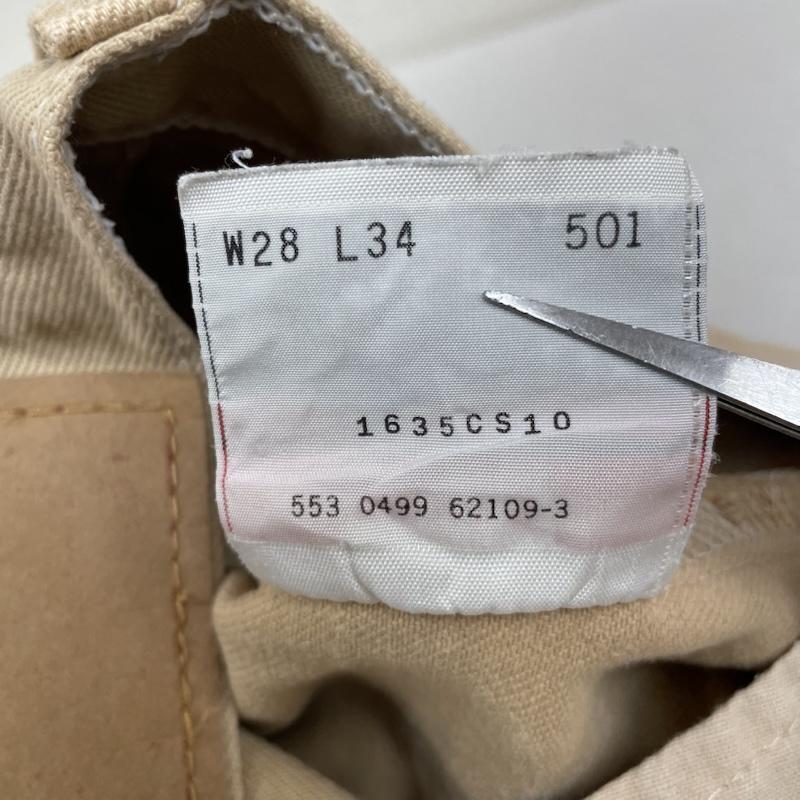 リーバイス Levi s パンツ デニム、ジーンズ 501 USA製 Levi s ボタン裏553 米国製 ヴィンテージ ボタンフライ カラー デニム パンツ 28インチ ロゴ、文字 ベージュ / ベージュ / beige メンズ USED 古着 中古 50144717
