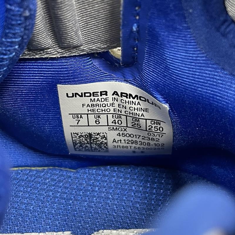 アンダーアーマー UNDER ARMOUR スニーカー スニーカー バスケットボール シューズ Curry 3zer0 ハイカット チームロイヤル 25.0cm ロゴ、文字 青 / ブルー / blue X 灰 / グレー / gray メンズ USED 古着 中古 50144728