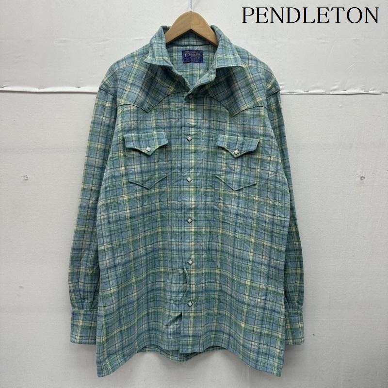 ペンドルトン PENDLETON シャツ、ブラウス 長袖 40s 50s ウール チェック スナップボタン ウエスタン シャツ 水色 / ライトブルー / X マルチカラー / マルチカラー / multicolor メンズ USED 古着 中古 50144755