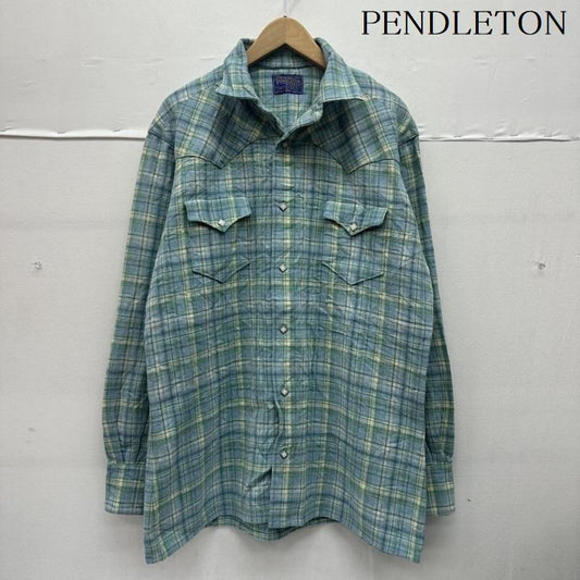 ペンドルトン PENDLETON シャツ、ブラウス 長袖 40s 50s ウール チェック スナップボタン ウエスタン シャツ 水色 / ライトブルー / X マルチカラー / マルチカラー / multicolor メンズ USED 古着 中古 50144755