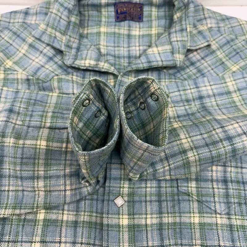 ペンドルトン PENDLETON シャツ、ブラウス 長袖 40s 50s ウール チェック スナップボタン ウエスタン シャツ 水色 / ライトブルー / X マルチカラー / マルチカラー / multicolor メンズ USED 古着 中古 50144755