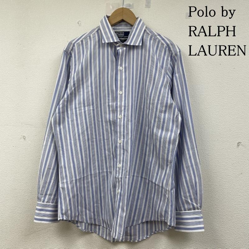 ポロバイラルフローレン Polo by RALPH LAUREN シャツ、ブラウス 長袖 ESTATE CUSTOM FIT 長袖 シャツ ブラウス ストライプ サイズ41-84 - ストライプ 白 / ホワイト / white X 青 / ブルー / blue メンズ USED 古着 中古 50144809