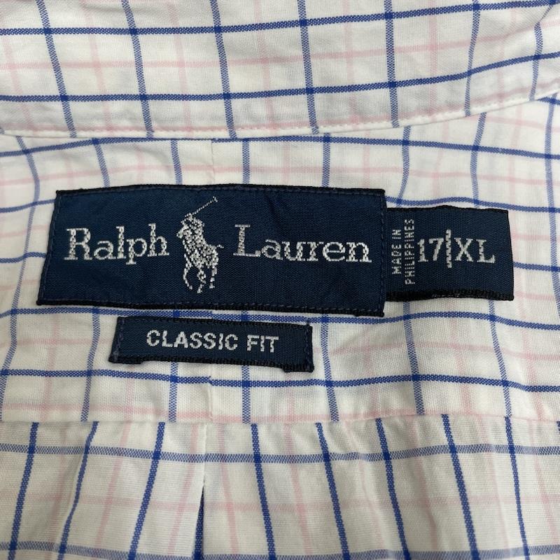 ラルフローレン RALPHLAUREN シャツ、ブラウス 長袖 長袖 ボタンダウン シャツ チェック柄 ポニーロゴ 刺繍 ワンポイント サイズ17/XL XL チェック X ロゴ、文字 X ワンポイント X 刺繍 白 / ホワイト / white X 青 / ブルー / blue X 桃 / ピンク / pink メンズ USED 古着 中古 50144811