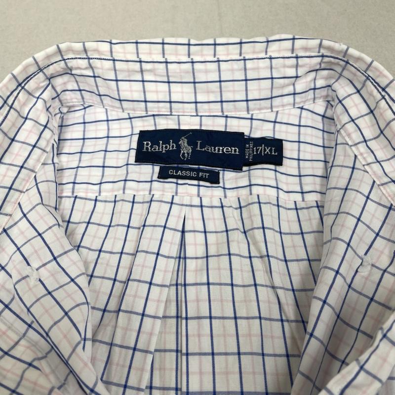 ラルフローレン RALPHLAUREN シャツ、ブラウス 長袖 長袖 ボタンダウン シャツ チェック柄 ポニーロゴ 刺繍 ワンポイント サイズ17/XL XL チェック X ロゴ、文字 X ワンポイント X 刺繍 白 / ホワイト / white X 青 / ブルー / blue X 桃 / ピンク / pink メンズ USED 古着 中古 50144811
