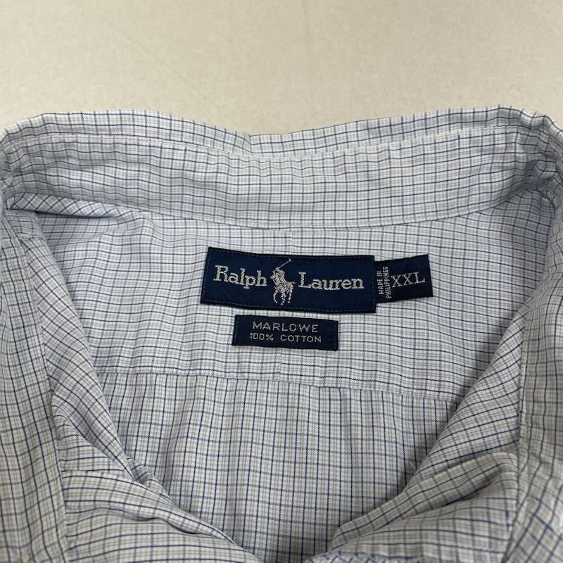 ラルフローレン RALPHLAUREN シャツ、ブラウス 長袖 MARLOWE 長袖 ボタンダウン シャツ ブラウス Shirt ロングスリーブ ポニーロゴ ワンポイント 刺繍 チェック柄 XXL チェック X ロゴ、文字 X ワンポイント X 刺繍 青 / ブルー / blue X 白 / ホワイト / white X 水色 / ライトブルー / メンズ USED 古着 中古 50144812