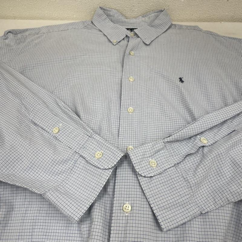 ラルフローレン RALPHLAUREN シャツ、ブラウス 長袖 MARLOWE 長袖 ボタンダウン シャツ ブラウス Shirt ロングスリーブ ポニーロゴ ワンポイント 刺繍 チェック柄 XXL チェック X ロゴ、文字 X ワンポイント X 刺繍 青 / ブルー / blue X 白 / ホワイト / white X 水色 / ライトブルー / メンズ USED 古着 中古 50144812