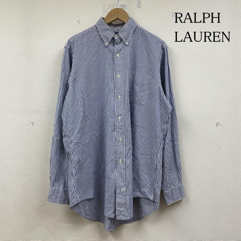 ラルフローレン RALPHLAUREN シャツ、ブラウス 長袖 長袖 ボタンダウン シャツ ブラウス ストライプ 胸ポケット サイズ15 1/2-34 - ストライプ 白 / ホワイト / white X 青 / ブルー / blue メンズ USED 古着 中古 50144813