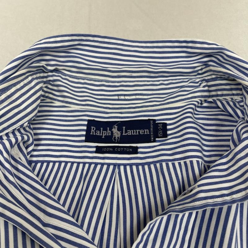 ラルフローレン RALPHLAUREN シャツ、ブラウス 長袖 長袖 ボタンダウン シャツ ブラウス ストライプ 胸ポケット サイズ15 1/2-34 - ストライプ 白 / ホワイト / white X 青 / ブルー / blue メンズ USED 古着 中古 50144813