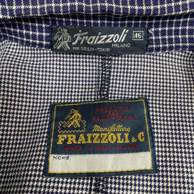 フライツォーリ Fraizzoli コート コート一般 テーラード ジャケット コート ミディ丈 ボックスチェック柄 3B ボタン イタリア製 聖林公司 46 チェック 青 / ブルー / blue メンズ USED 古着 中古 50144826