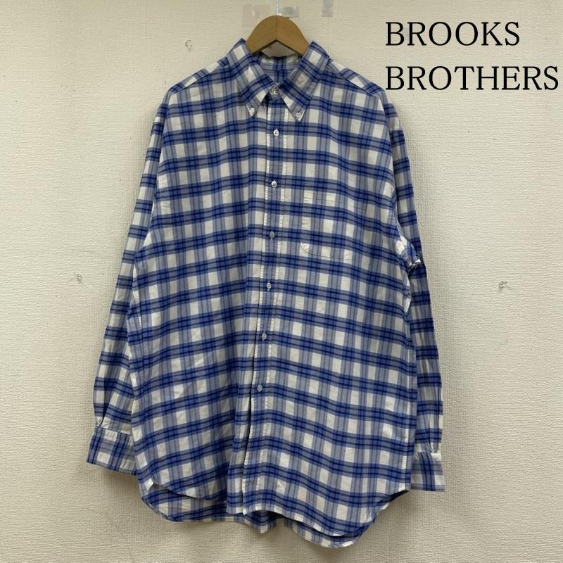 ブルックス ブラザーズ BROOKS BROTHERS シャツ、ブラウス 長袖 USA製 長袖 ボタンダウン オックスフォード シャツ 胸ポケット ボタン チェック L チェック 白 / ホワイト / white X 青 / ブルー / blue メンズ USED 古着 中古 50144829
