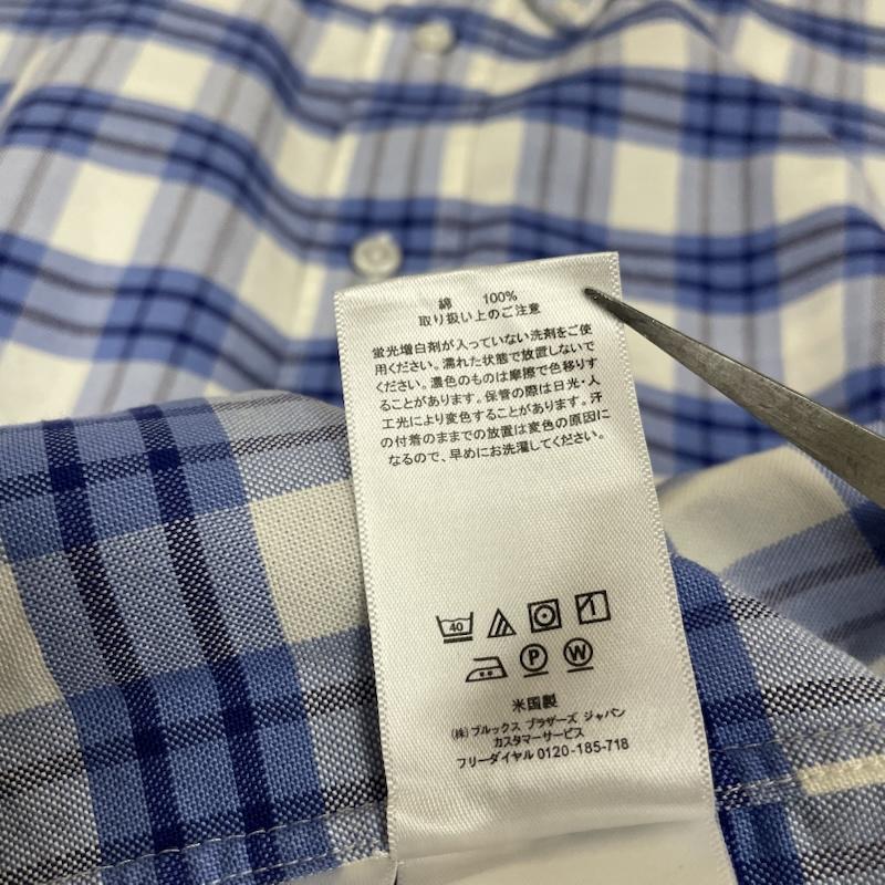 ブルックス ブラザーズ BROOKS BROTHERS シャツ、ブラウス 長袖 USA製 長袖 ボタンダウン オックスフォード シャツ 胸ポケット ボタン チェック L チェック 白 / ホワイト / white X 青 / ブルー / blue メンズ USED 古着 中古 50144829