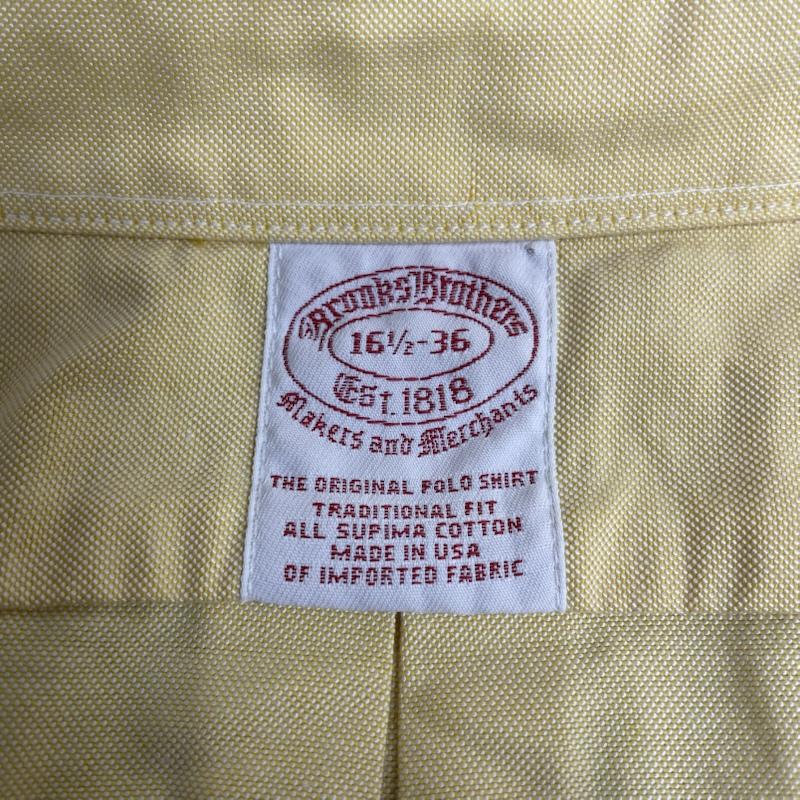 ブルックス ブラザーズ BROOKS BROTHERS シャツ、ブラウス 長袖 長袖 オックスフォード ボタンダウン シャツ ブラウス USA サイズ16 1/2-36 - 無地 黄 / イエロー / yellow メンズ USED 古着 中古 50144830