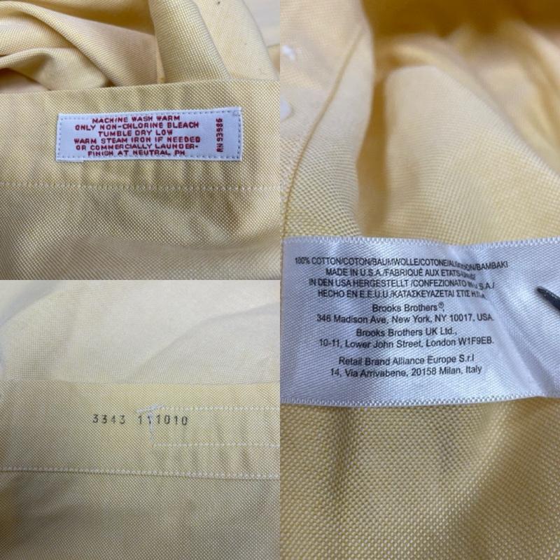 ブルックス ブラザーズ BROOKS BROTHERS シャツ、ブラウス 長袖 長袖 オックスフォード ボタンダウン シャツ ブラウス USA サイズ16 1/2-36 - 無地 黄 / イエロー / yellow メンズ USED 古着 中古 50144830