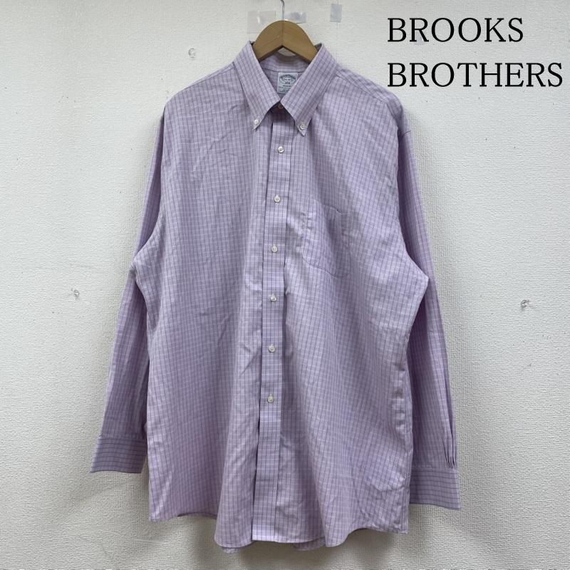 ブルックス ブラザーズ BROOKS BROTHERS シャツ、ブラウス 長袖 1818 長袖 ボタンダウン シャツ ブラウス チェック柄 サイズ17 1/2-4/5 - チェック 紫 / パープル / purple メンズ USED 古着 中古 50144877
