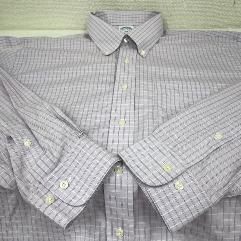 ブルックス ブラザーズ BROOKS BROTHERS シャツ、ブラウス 長袖 1818 長袖 ボタンダウン シャツ ブラウス チェック柄 サイズ17 1/2-4/5 - チェック 紫 / パープル / purple メンズ USED 古着 中古 50144877