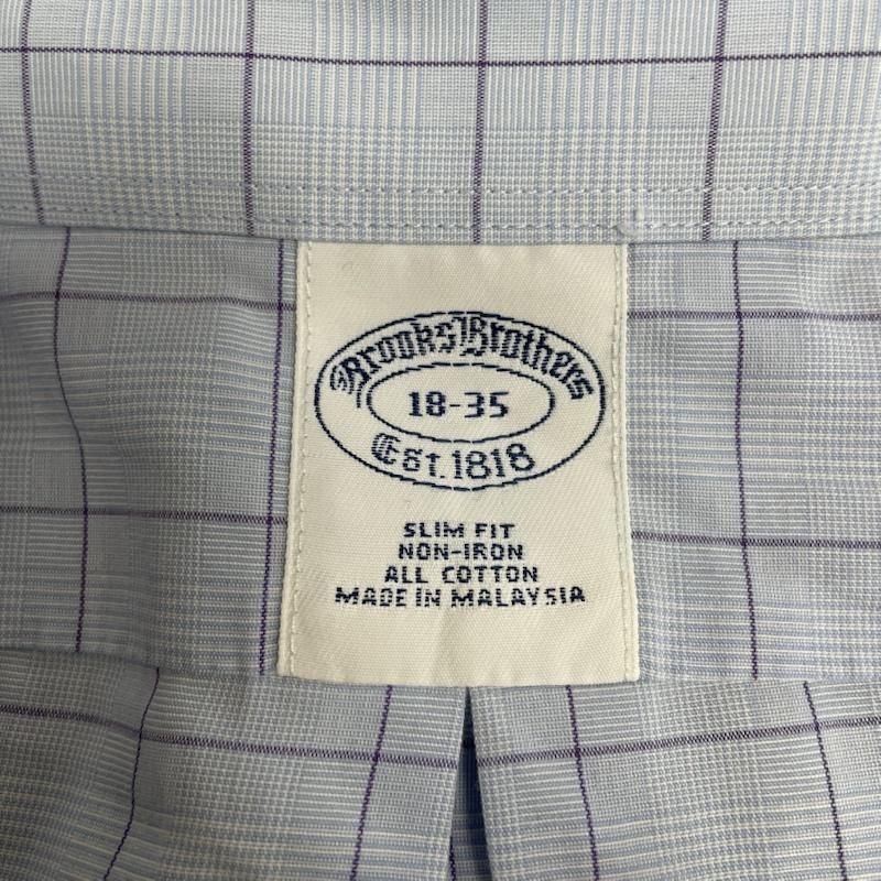 ブルックス ブラザーズ BROOKS BROTHERS シャツ、ブラウス 長袖 1818 長袖 シャツ ブラウス 胸ポケット ボタン チェック柄 サイズ18-35 - チェック 水色 / ライトブルー / メンズ USED 古着 中古 50144879