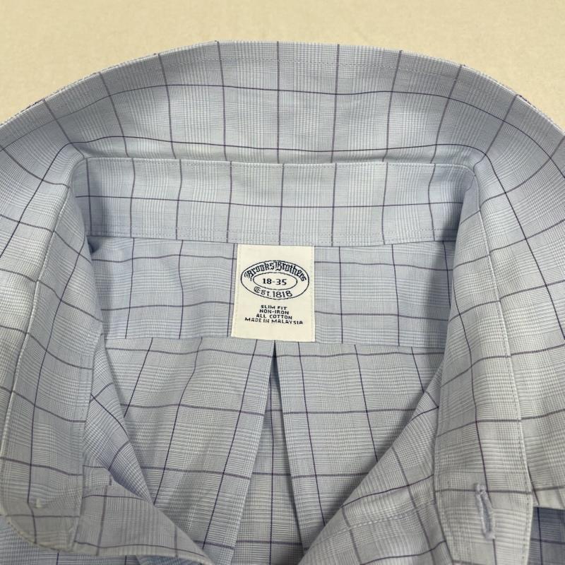 ブルックス ブラザーズ BROOKS BROTHERS シャツ、ブラウス 長袖 1818 長袖 シャツ ブラウス 胸ポケット ボタン チェック柄 サイズ18-35 - チェック 水色 / ライトブルー / メンズ USED 古着 中古 50144879