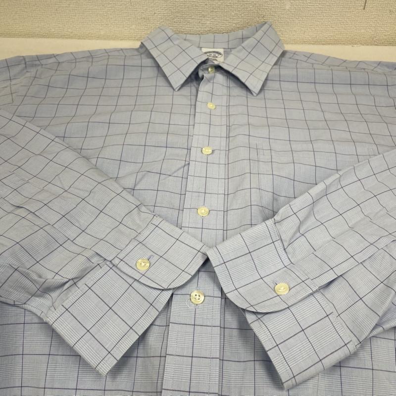 ブルックス ブラザーズ BROOKS BROTHERS シャツ、ブラウス 長袖 1818 長袖 シャツ ブラウス 胸ポケット ボタン チェック柄 サイズ18-35 - チェック 水色 / ライトブルー / メンズ USED 古着 中古 50144879
