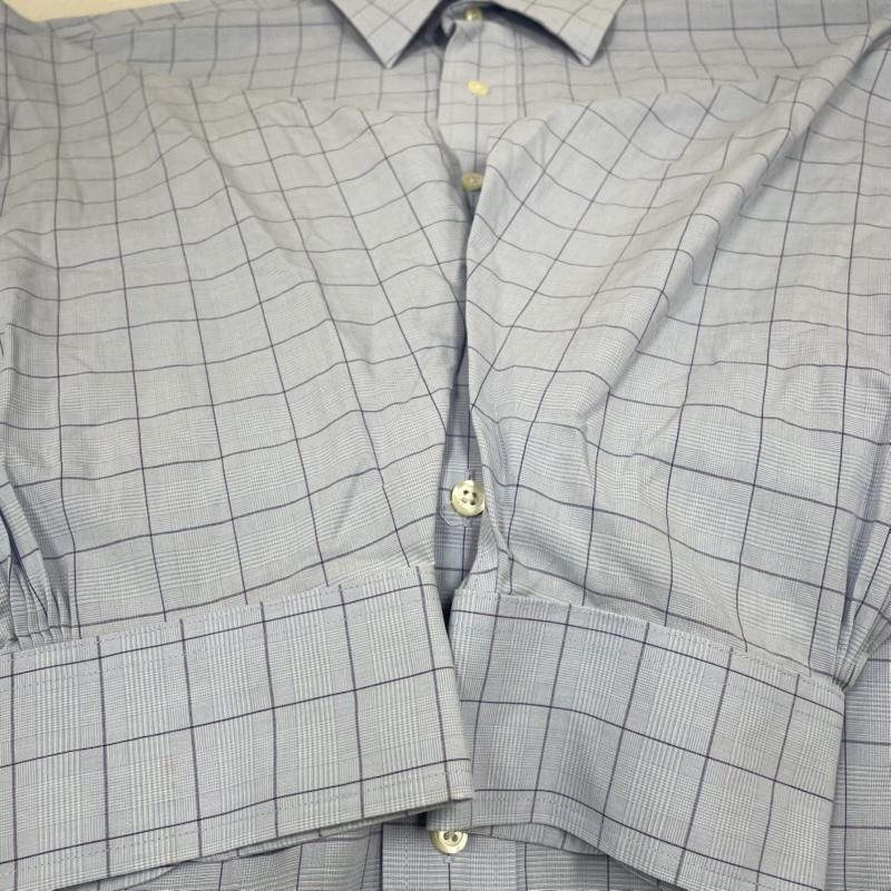 ブルックス ブラザーズ BROOKS BROTHERS シャツ、ブラウス 長袖 1818 長袖 シャツ ブラウス 胸ポケット ボタン チェック柄 サイズ18-35 - チェック 水色 / ライトブルー / メンズ USED 古着 中古 50144879